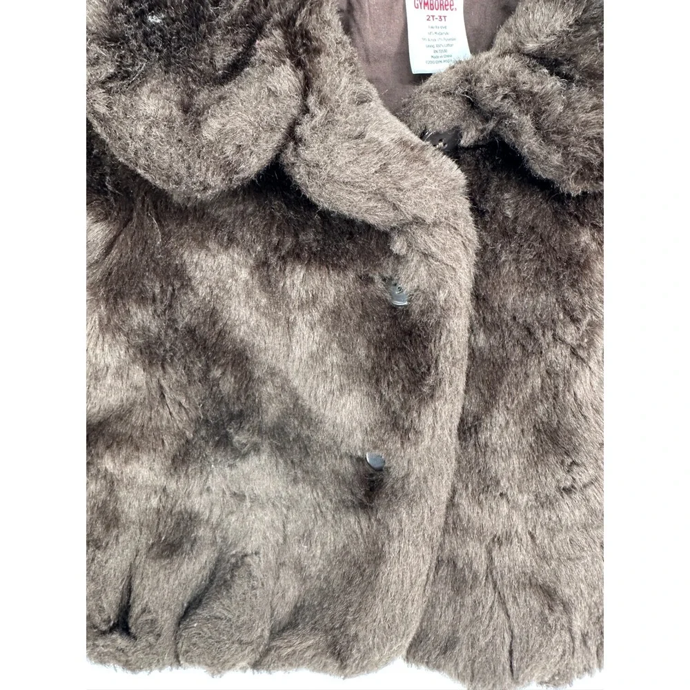 Gymboree Girls Brown‎ Faux Fur Coat Jacket 2T 3T Winter Warm Cozy